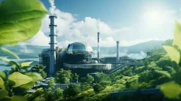 Green Industry Factory Embracing Low Carbon Footprint. Generative AI photo