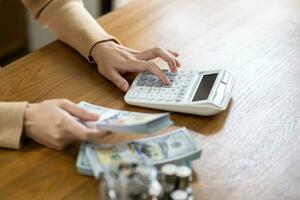 Woman hand money and giving donate charity raise donation concept photo