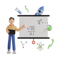 Boy with Whiteboard Education 3D Illustration png