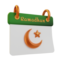 Ramadhan calendário 3d ilustrações png