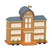 School Building 7 Left Angle 3D Illustration png