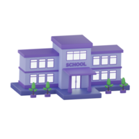 school- gebouw 4 links hoek 3d illustratie png