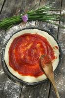 Raw pizza base photo