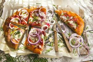 Pizza with onion photo