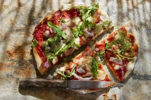 Pizza with whole wheat flour photo