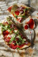 Pizza with whole wheat flour photo