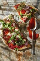 Pizza with whole wheat flour photo