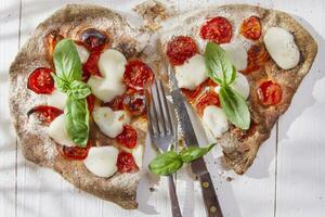 Pizza with whole wheat flour photo