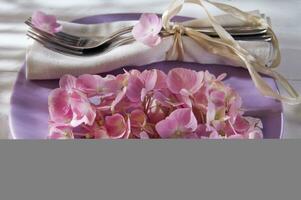 Hydrangeas in the table photo