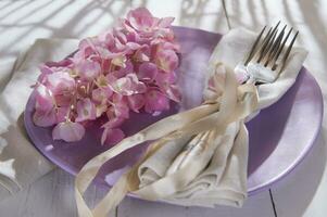 Hydrangeas in the table photo