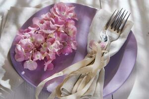 Hydrangeas in the table photo