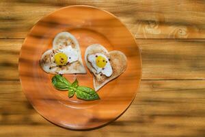 breakfast with toast and eggs photo