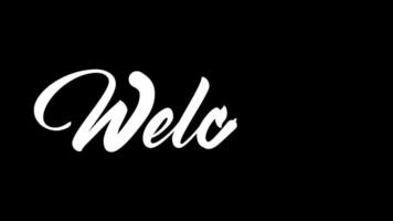 Welcome text animation on black background video