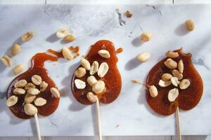 Crispy sugar and dried fruit photo