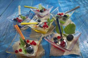 Panna cotta with berries photo