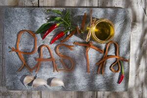 Pasta on a stone for advertising photo