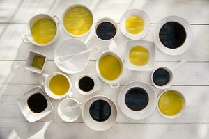 Pans with oil and vinegar photo