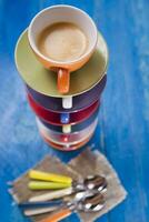 Tower of cups of coffee photo