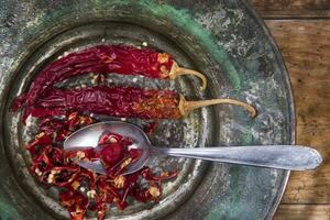 Dried red chilies photo