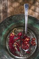 Dried red chilies photo