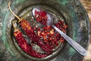 Dried red chilies photo