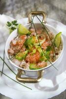 Rice with shrimp and zucchini photo