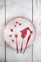 Christmas red plate photo