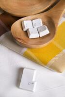 a wooden spoon with a keyboard on it photo