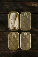 a row of gold coins on a wooden table photo