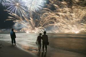 fireworks on the beach photo