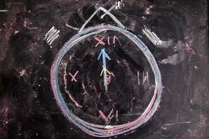 a chalk drawing of a clock photo