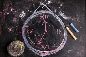 a chalk drawing of a clock photo