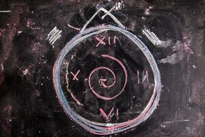 a chalk drawing of a clock photo