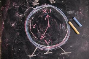 a chalk drawing of an alarm clock photo