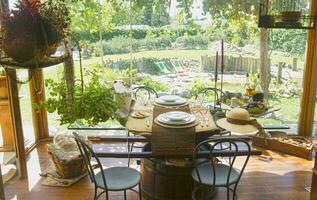 a table with a place setting photo