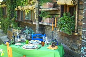 Outdoor dining table photo