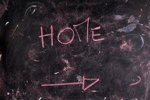 home written on a blackboard with chalk photo