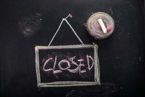 closed sign on blackboard with chalk photo