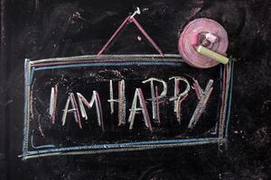 for happy chalkboard concept photo