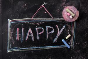 for happy chalkboard concept photo