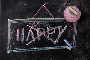 for happy chalkboard concept photo