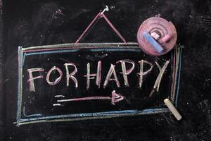 for happy chalkboard concept photo