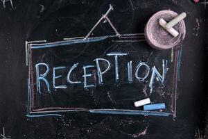 reception written on a chalkboard photo