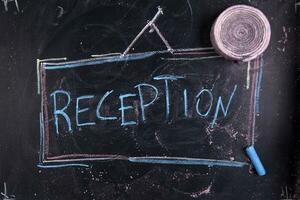 reception written on a chalkboard photo