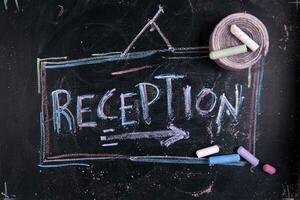 reception written on a chalkboard photo