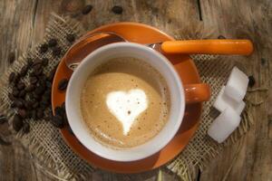 coffee with heart shape in the cup photo