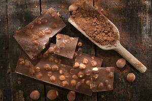 Chocolate with hazelnuts photo