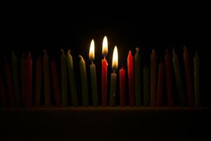 Small candles lit photo