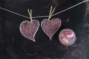 Hearts drawn with chalk photo