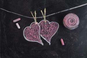 Hearts drawn with chalk photo